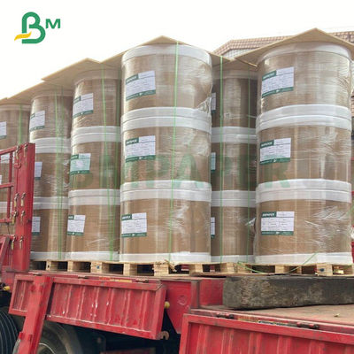 48gsm กระดาษความร้อนสีขาวม้วนวัสดุเยื่อกระดาษบริสุทธิ์สำหรับเครื่อง Pos ใบเสร็จรับเงิน