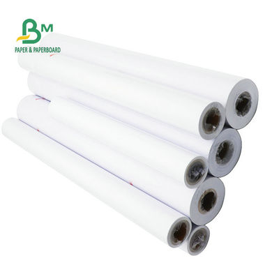 กระดาษพล็อตเตอร์ที่ไม่เคลือบผิว CAD รูปแบบกว้าง 20 # กระดาษพล็อตเตอร์ 24'' x 150'
