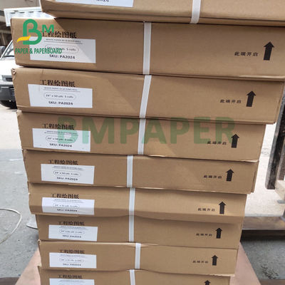 ม้วนกระดาษพล็อตเตอร์ CAD อุณหภูมิสูง 80 แกรม สำหรับเขียนแบบวิศวกรรม 508 มม