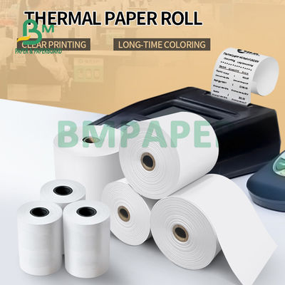 ม้วนกระดาษเครื่องพิมพ์ความร้อน 65 แกรม BPA ฟรีสำหรับใบเสร็จแคชเชียร์ 80 มม. 57 มม