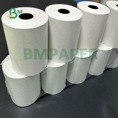 50Gr 55Gr 80 x 80 มม. 57 x 50 มม. กระดาษใบเสร็จความร้อนสำหรับการพิมพ์กระดาษลงทะเบียน ATM