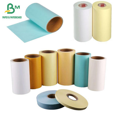 กระดาษ Glassine สำหรับทำกระดาษสติกเกอร์ไลเนอร์ทนต่ออุณหภูมิสูงสีขาวสีเหลืองสีน้ำเงิน 58g-120g