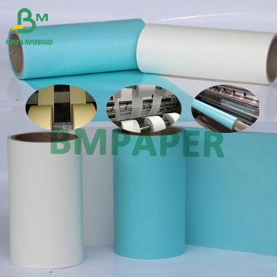 กระดาษ Glassine สำหรับทำกระดาษสติกเกอร์ไลเนอร์ทนต่ออุณหภูมิสูงสีขาวสีเหลืองสีน้ำเงิน 58g-120g