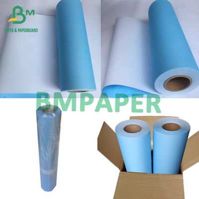 กระดาษพิมพ์แบบ 80 กรัม ใบสีฟ้าด้านหนึ่ง ขาวด้านหนึ่ง 880 มม X 50 มม 100 มม 150 มม โรลล์คอร์ 2&quot;