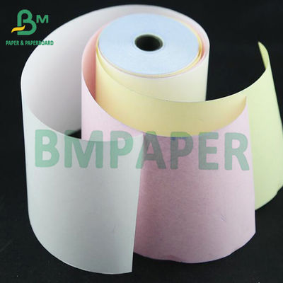 กระดาษสําเนาไร้คาร์บอนสีขาวชมพูเหลือง 50g ถึง 60gsm CCP สําหรับบิล