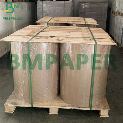 35 กรัม Single Side Glossy MG Golden Brown Ribbed Kraft Paper Roll สําหรับการบรรจุ