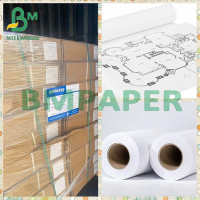 24&quot; X 150ft 20lb White Bond Paper CAD Inkjet Rolls สําหรับการวาดภาพทางวิศวกรรม